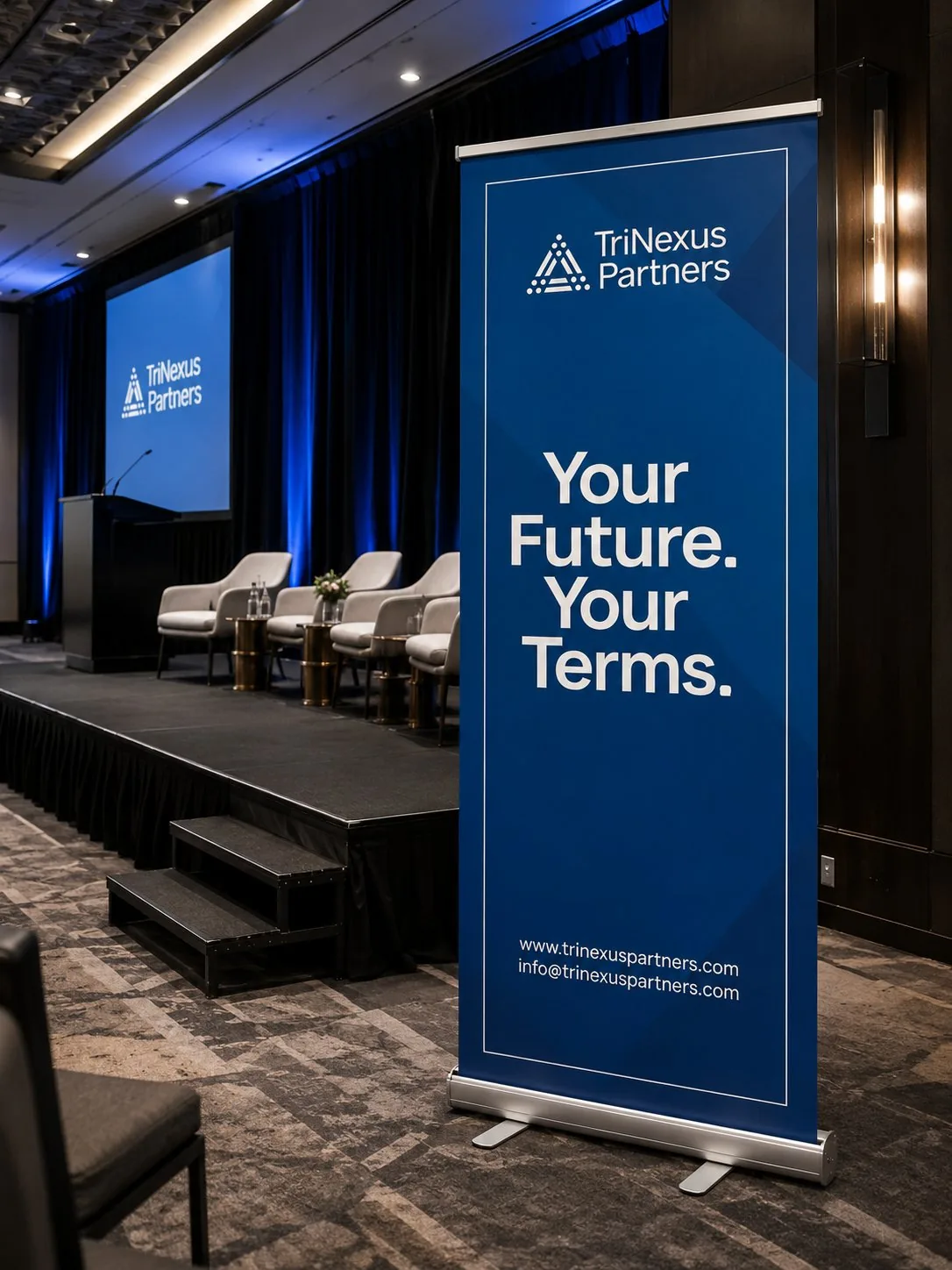 TriNexus retractable banner at private briefing